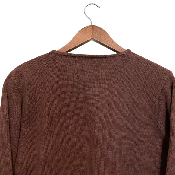 Brown Cardigan Lace Front Panels Rhinestone Zipper Pull Grannycore - Picture 9 of 10